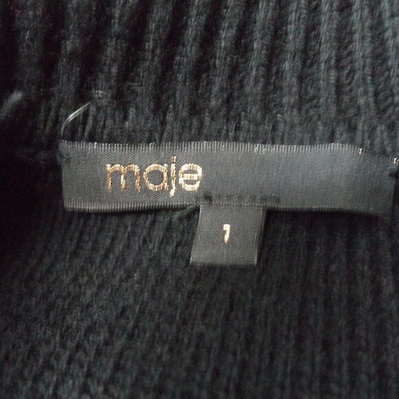 Maje black sweater knit cape poncho cover-up zip up Size Sz Small SM S - Picture 9 of 9